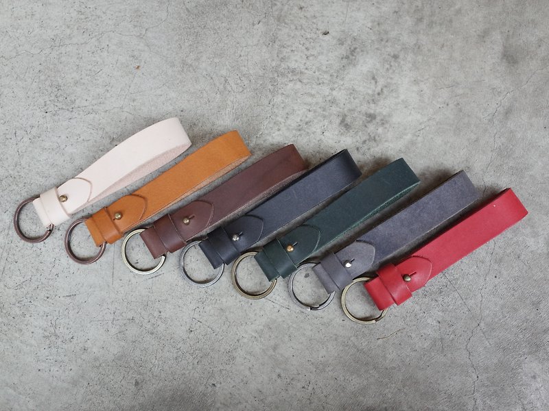 Multicolor vegetable tanned leather key ring - Keychains - Genuine Leather Multicolor