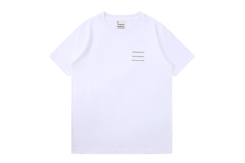 Incense Harbour American cotton spray embroidered seamless white T-shirt - เสื้อฮู้ด - ผ้าฝ้าย/ผ้าลินิน ขาว