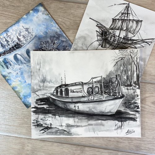 水彩画「陸上げ船」 Eng sub] How to paint a Fishing Boat | 5MIN Watercolor Tips