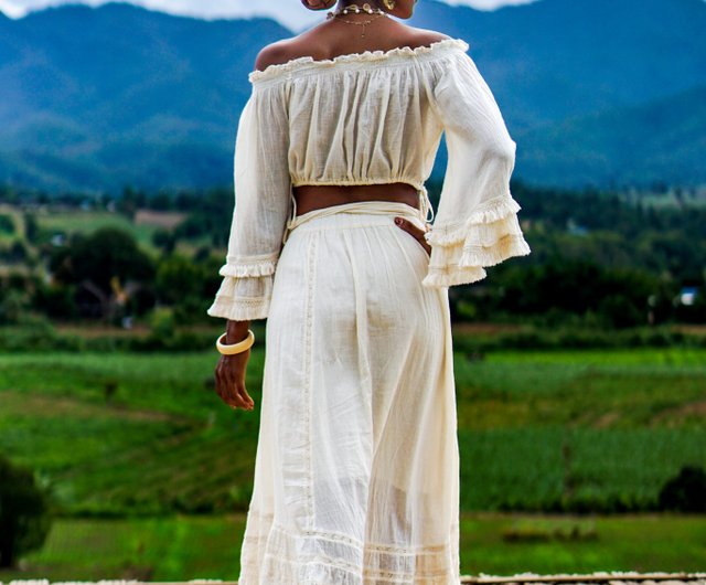 White lace boho outlet skirt