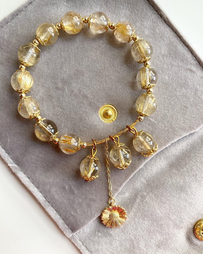 Hand-made custom-natural rhombus/gold titanium bracelet - Bracelets - Other Metals Yellow