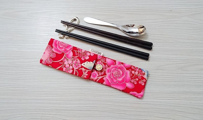 環保餐具收納袋 筷子袋 組合筷專用 雙層筷袋 日系風 - 刀/叉/湯匙/餐具組 - 棉．麻 