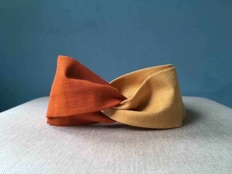 Two-color hair band / kumquat kumquat - Headbands - Cotton & Hemp Orange