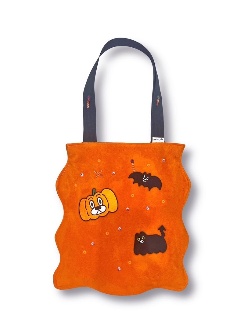 REHOW x Dumpling Cat FAMILY October limited experience-Halloween candy bag - เย็บปักถักร้อย/ใยขนแกะ/ผ้า - ผ้าฝ้าย/ผ้าลินิน 