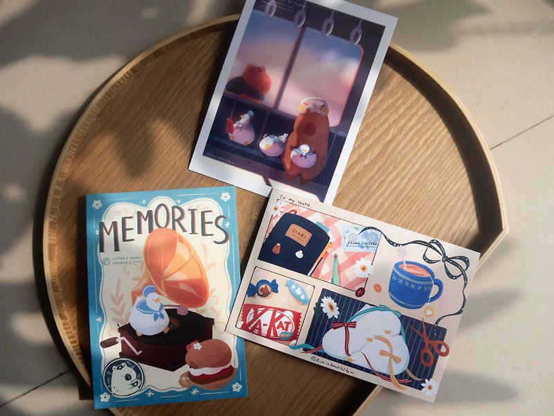 Memories Soundtrack Series Thick Postcard Double-sided Capybara Store Manager and Ducks - การ์ด/โปสการ์ด - กระดาษ 