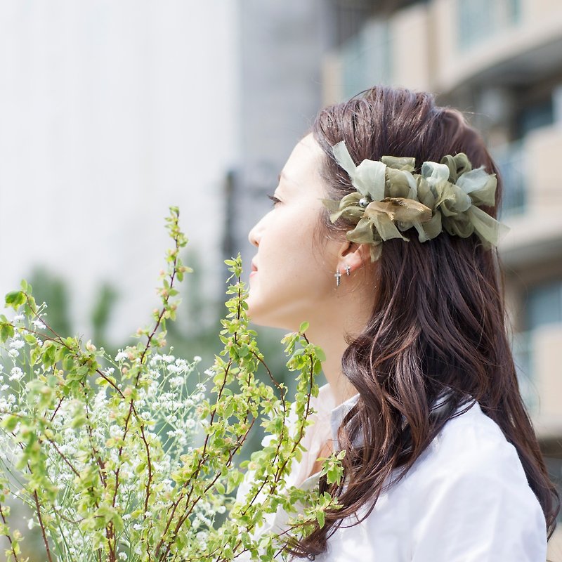 Matcha || Blooming Valletta / Clip - Hair Accessories - Polyester Green