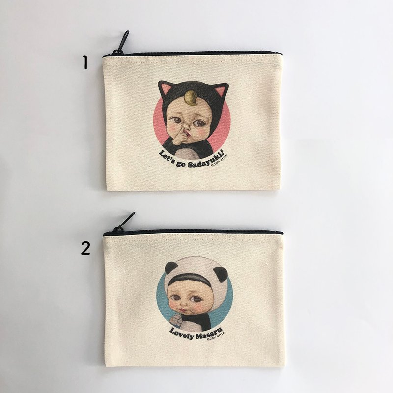 Small bag / Let's go Sadayuki series - กระเป๋าเครื่องสำอาง - ผ้าฝ้าย/ผ้าลินิน สึชมพู