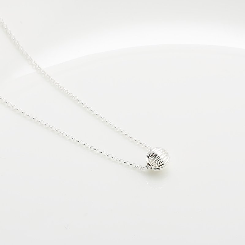 Classic wave silver ball s925 sterling silver necklace Valentine's Day gift - สร้อยคอ - เงินแท้ สีเงิน