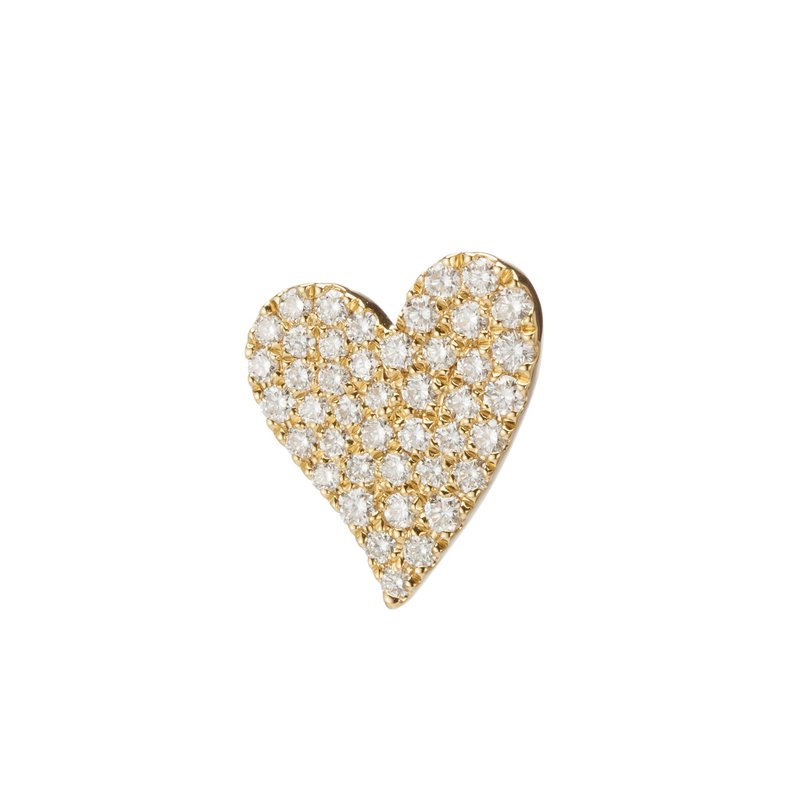 18K Love You 愛心鑽石耳針 - 單耳 - 耳環/耳夾/耳骨夾 - 貴金屬 金色