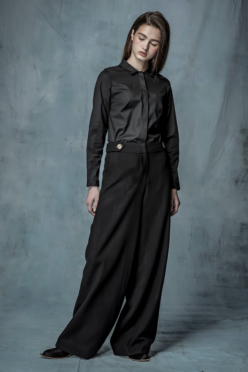 YUWEN black wool trousers - Women's Pants - Wool Black