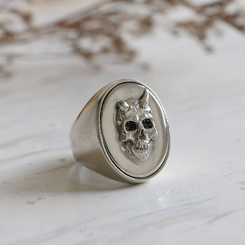 Memento Mori Biker Ring Skull Men's Gifts for Him Signet Fathers Day silver 925 - General Rings - Other Metals Silver