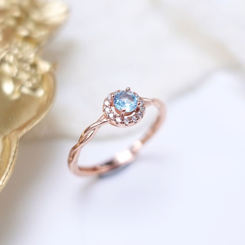 Azure Stone Azure Glossy Line Ring Tail Ring Stacked Sterling Silver Ring Natural Stone Gift Hot Selling - แหวนทั่วไป - เงินแท้ สีน้ำเงิน