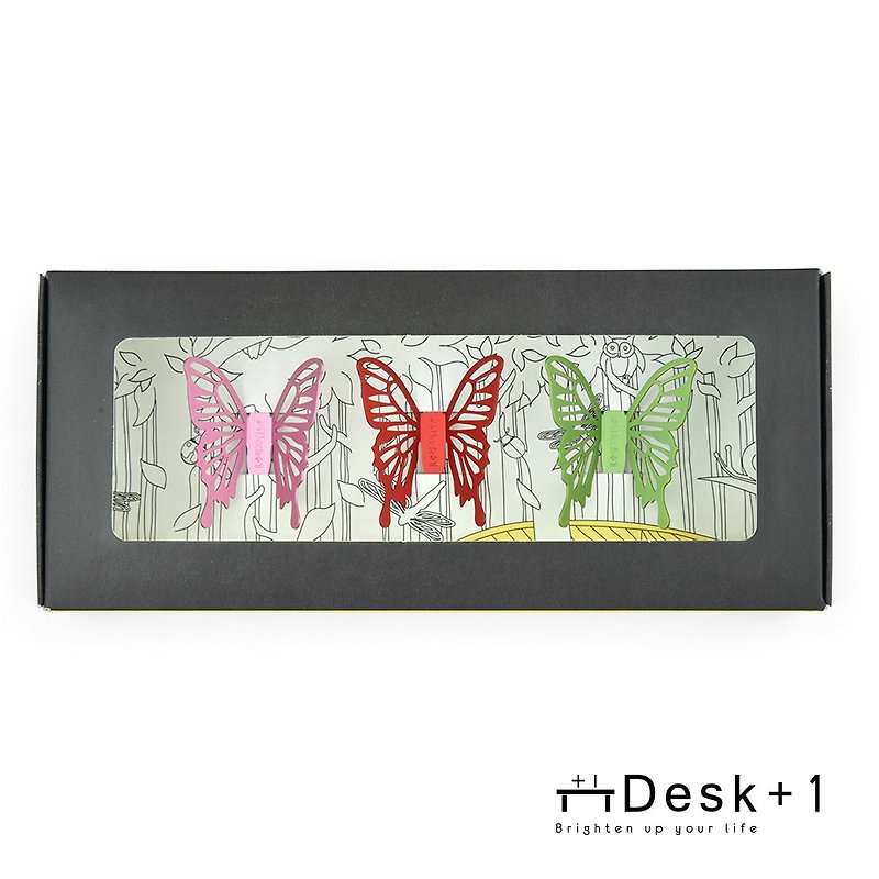 Desk+1 Fluttering Butterfly Magnets 3-pc set (Red, Pink, Green) - Magnets - Aluminum Alloy Multicolor
