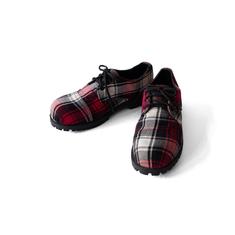 A PRANK DOLLY-Vintage check large toe platform shoes - Women's Leather Shoes - Other Materials Red