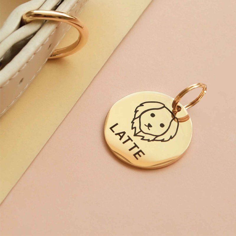 Gold Pet ID tag L 35 mm Thick Chinese Japanese Stainless steel Dog Tag Cat Tag - Other - Other Metals Gold