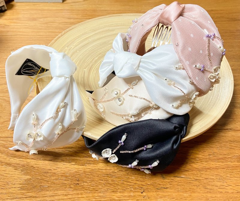 手工珠繡髮箍四色-Jennifer 婚宴派對/活動造型/兒童可佩戴 - 髮箍/髮帶 - 聚酯纖維 