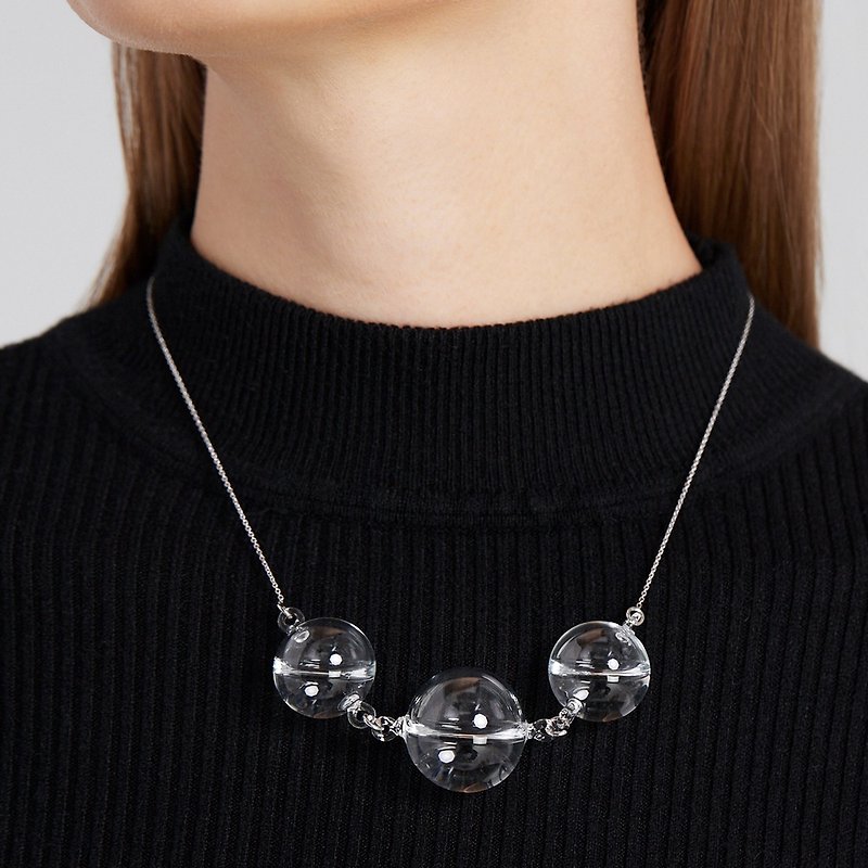 Dolce drop necklace crystal clear elegant collar necklaces - Collar Necklaces - Glass Transparent