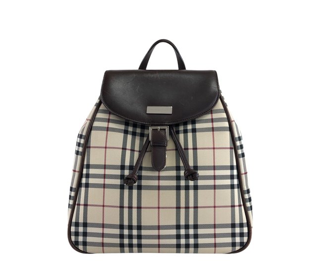 日本直送 名牌中古包 】BURBERRY バーバリー ノバチェック バックパック ベージュ ロゴ キャンバス フラップ vintage anxvnm  - ショップ VintageShop solo リュック・バックパック - Pinkoi