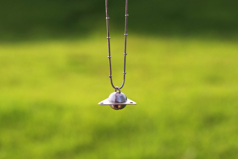 Fantasy-Science Fiction | Flying Saucer Bell Silver Necklace - สร้อยคอ - เงิน สีเงิน