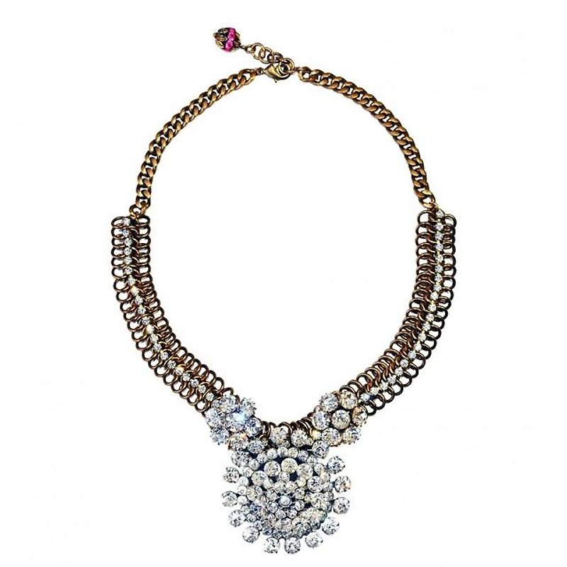 Vintage Legend necklace Sunburst rhinestone statement necklace VLNL 01 - Necklaces - Other Metals Gold