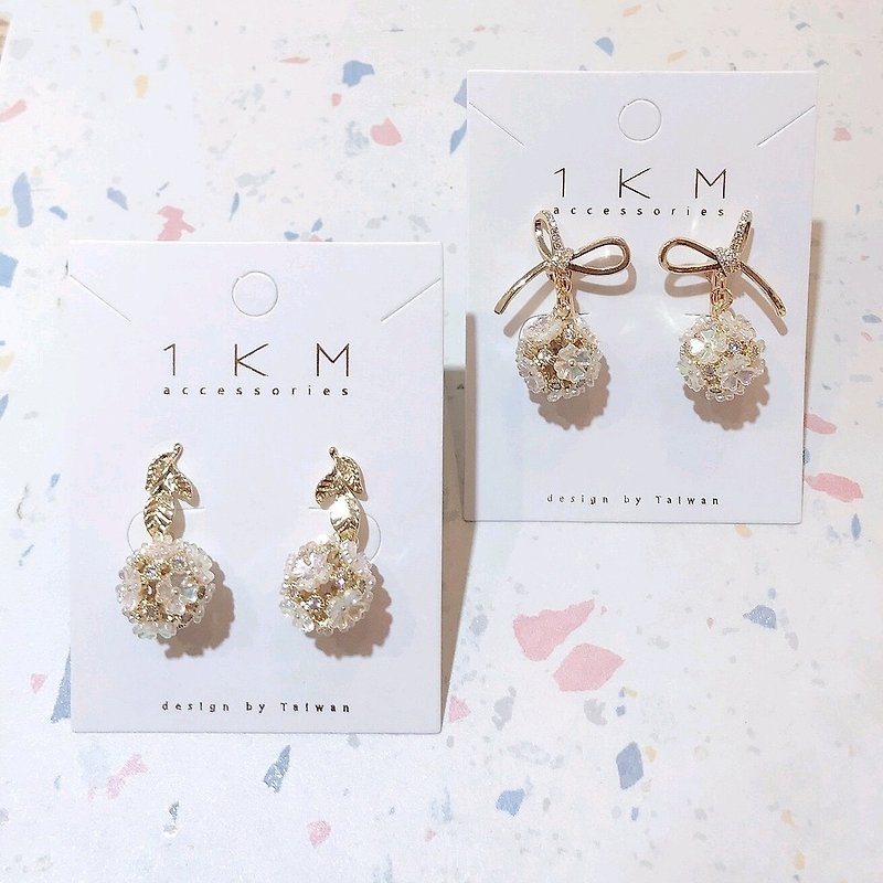 1KM Hope Eternal·So Cute Hydrangea Earrings-2 Types - ต่างหู - โลหะ 