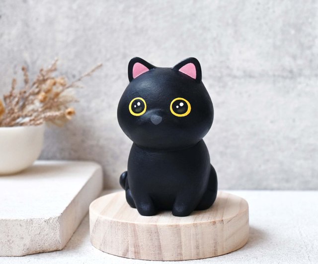 かわいい石炭の小さなブラックの装飾かわいい猫手彫りの癒しの小さな ...