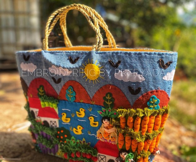 Hand embroidered Krajood bag decorated with all hands. Shop embroideringpreeyada Handbags Totes Pinkoi