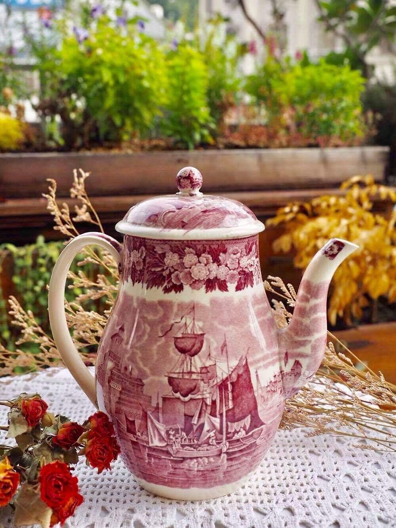 英國名瓷Wedgwood 威基伍德骨瓷百年古董茶壺 JS - 茶壺/茶杯/茶具 - 瓷 紫色