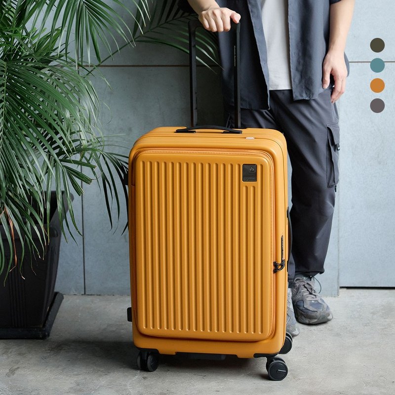 [Kim Anderson] 26-inch Traveler front opening top gauge Hinomoto silent wheel suitcase - กระเป๋าเดินทาง/ผ้าคลุม - พลาสติก สีเหลือง