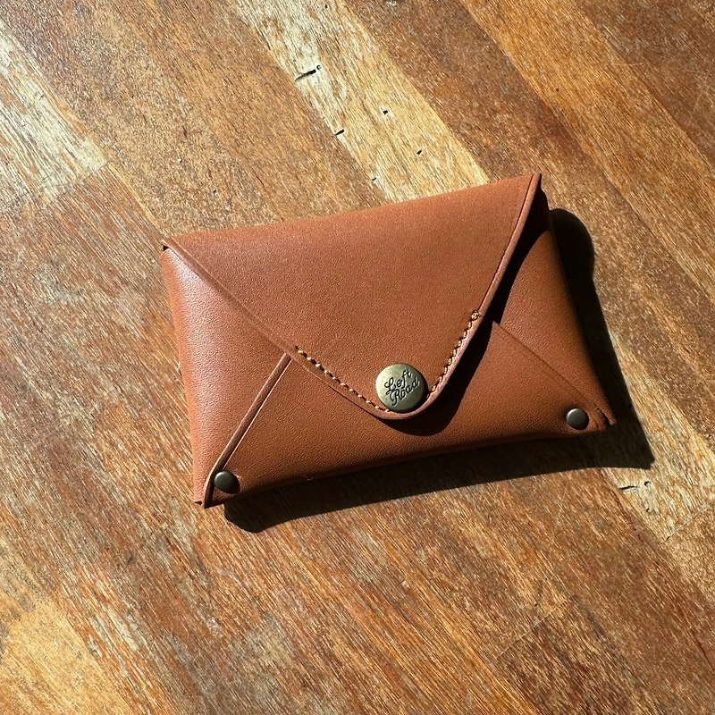 leather button - brown - กระเป๋าสตางค์ - ทองแดงทองเหลือง สีนำ้ตาล