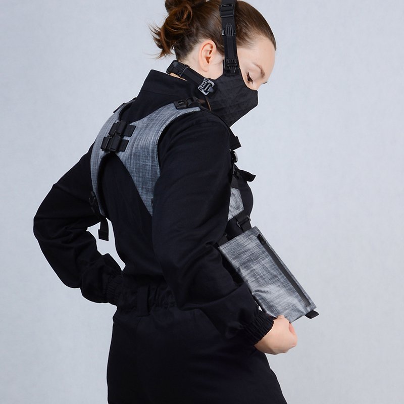 Holster with detachable pockets Shoulder bag Techwear wallet Cyberpunk Crossbody - Messenger Bags & Sling Bags - Other Materials Gray