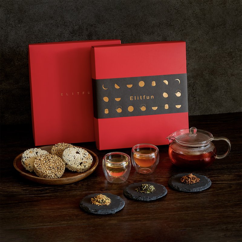 紙 茶葉/漢方茶/水果茶 紅色 - 茶暖新春・日日米香 | 台灣米香+茶包・伴手禮盒
