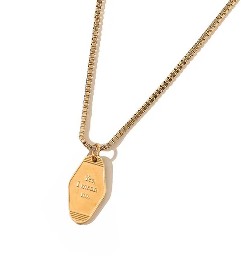 Yes, I Mean No Keytag Necklace • Gold - สร้อยคอ - สแตนเลส สีทอง