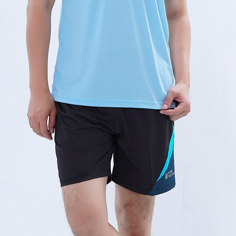 MIT男款抗UV吸排運動短褲GP1016 黑藍 - 男裝運動褲 - 聚酯纖維 黑色