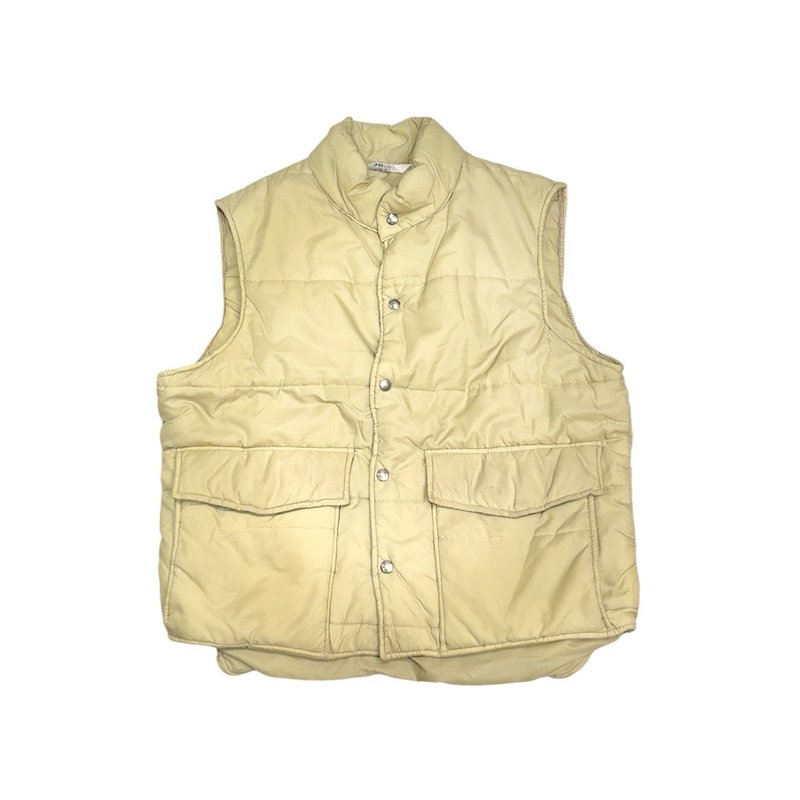 Vintage 美國古著woolrich outdoor 鋪棉背心 - 男背心 - 聚酯纖維 卡其色
