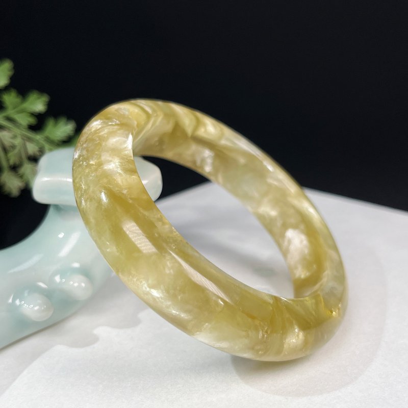 超稀有黃金鋰雲母手鐲55+MM 星光閃片祖母晶手環 金光閃耀 招財 - 手鍊/手環 - 半寶石 黃色