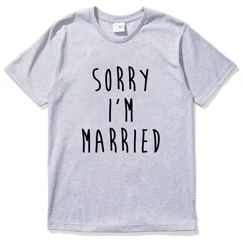 Sorry Married #2 男女短袖T恤 灰色 不好意思我結婚了 文字 結婚 情侶 - 男 T 恤 - 棉．麻 