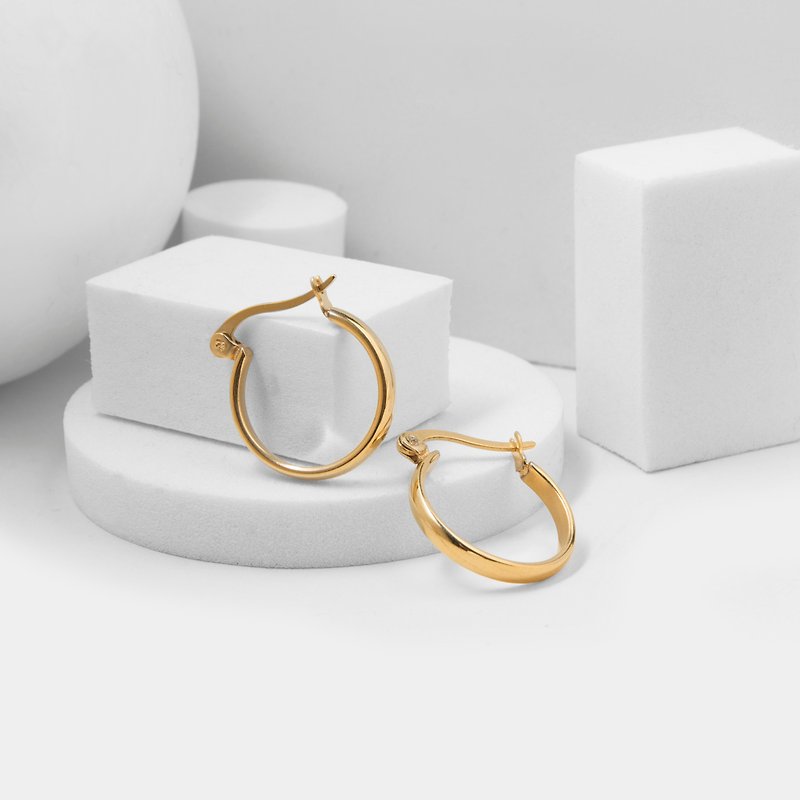 Curved earrings - single (steel) (bright gold) - Earrings & Clip-ons - Other Materials Gold