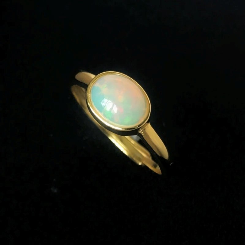 Natural Opal Ring, White Opal Ring, Black Opal Ring, Orange Opal Ring, Fire Opal - 戒指 - 純銀 