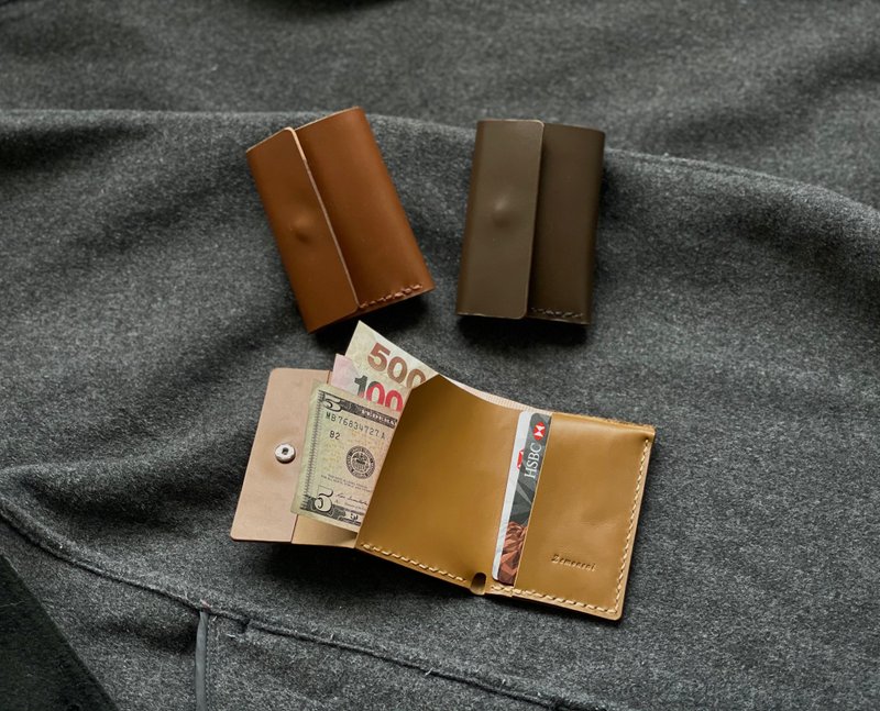 新年福袋 zemoneni 之 easy wallet 輕便錢包 咖啡 奶茶 熱朱古力 - 錢包/皮夾/長短夾 - 真皮 咖啡色