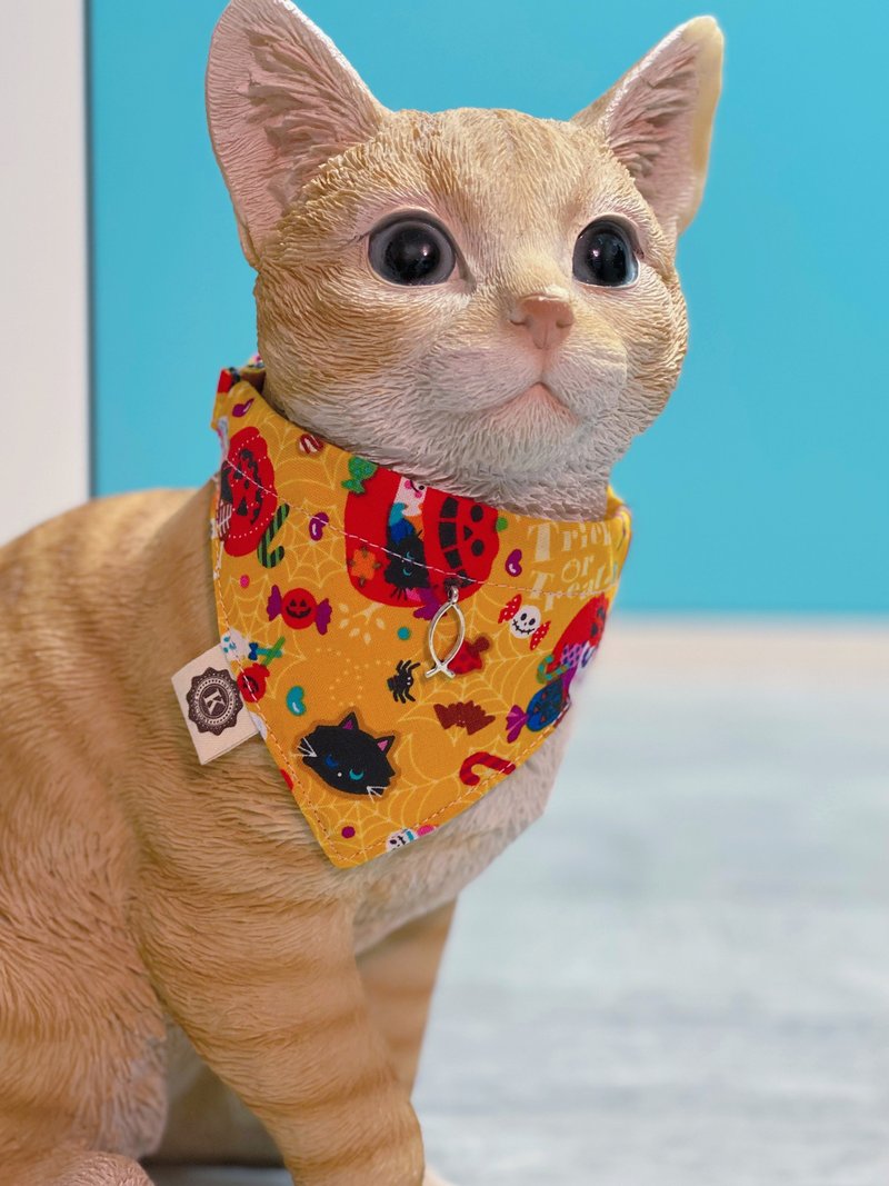 ハロウィーン限定セレクション猫のトリックオアトリートラウンド唾液ショルダートライアングルスカーフ猫草のおもちゃ - 洋服・帽子 - コットン・麻 多色