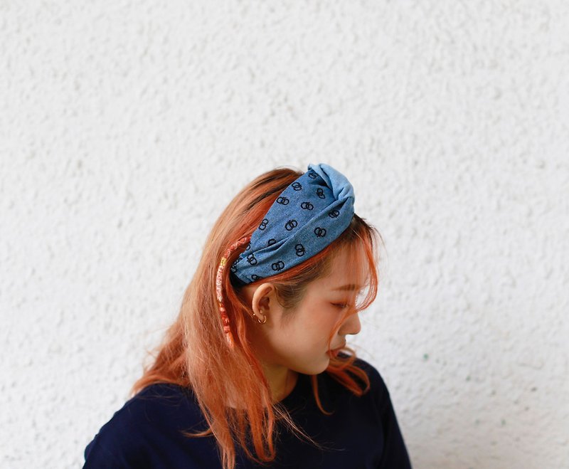 【Pinkoi Limited】Miffy Denim patchwork headband - Headbands - Cotton & Hemp Blue
