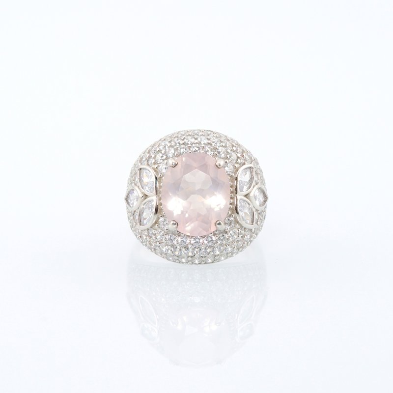 PolyGram Jewelry-Natural Pink Crystal Ring - แหวนทั่วไป - คริสตัล 