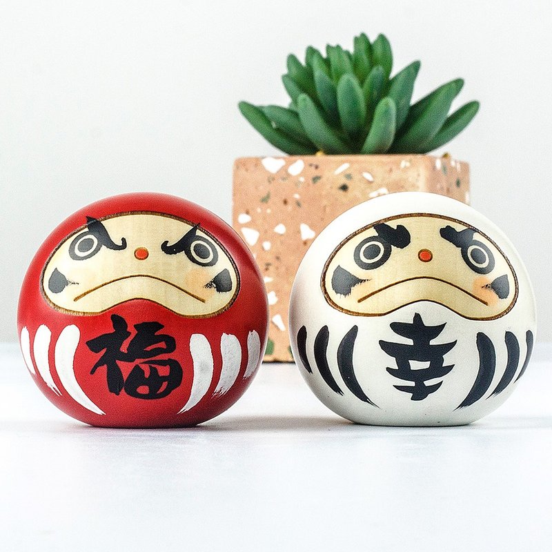 日本の上三郎伝統工芸品幸運と幸福を祈る無垢材大森だるま室内装飾クリエイティブギフト - 置物 - 木製 