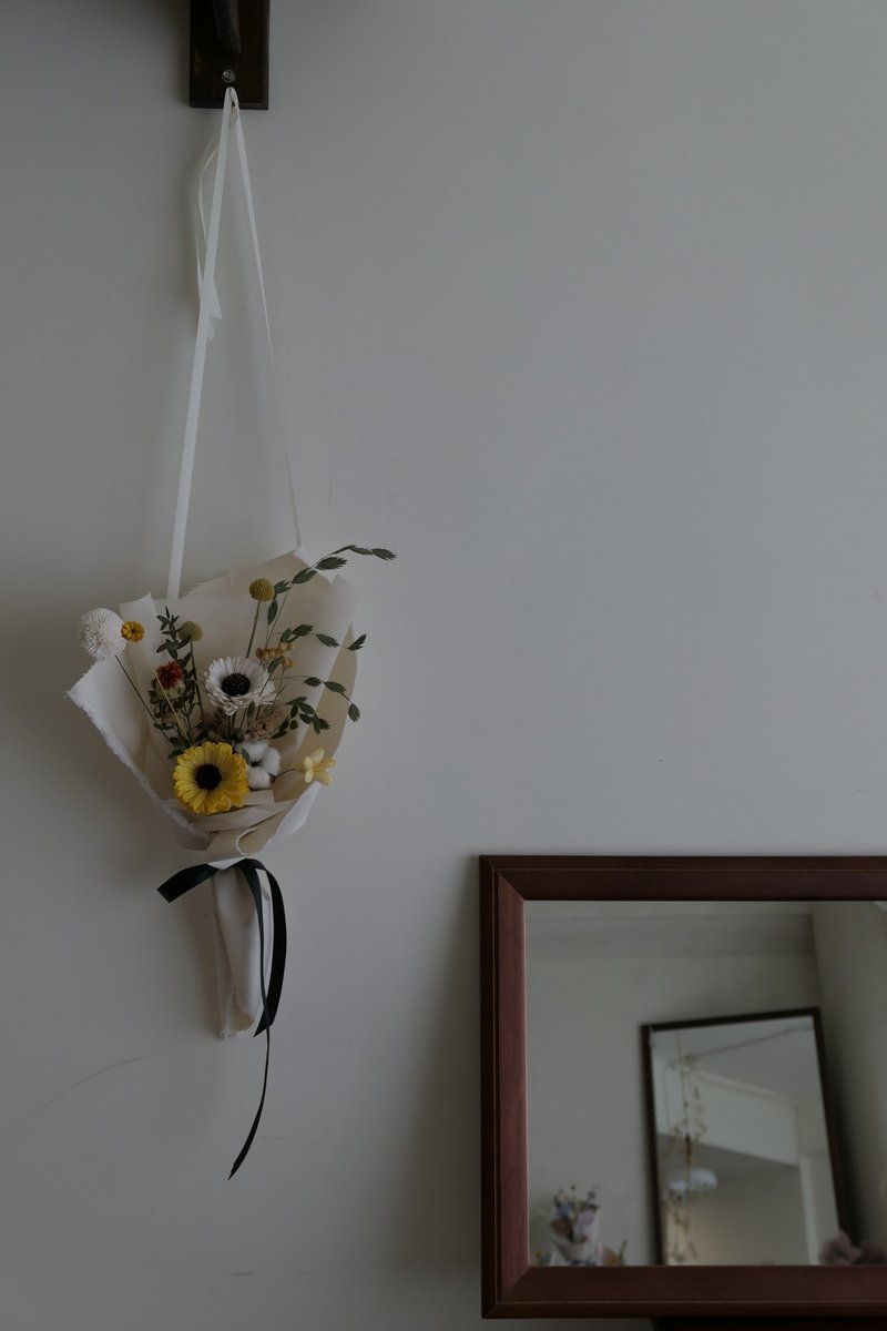 【好花】花派對隨身環保布包花束 畢業花束 乾燥花束 太陽花束 - 乾燥花/永生花 - 植物．花 橘色
