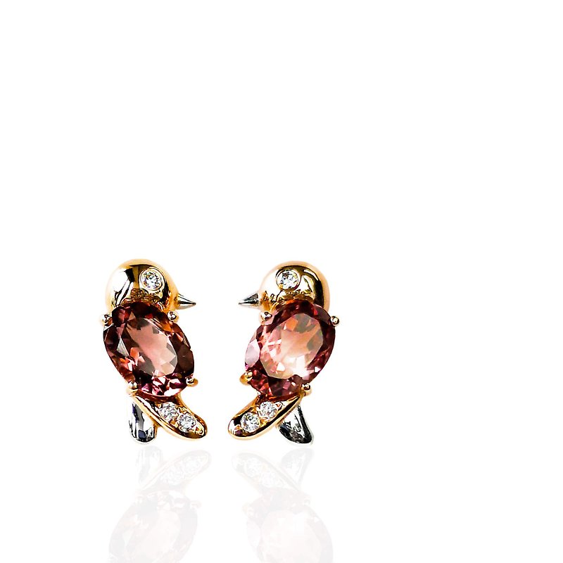 Bird Earrings with Natural Gemstone and Diamonds