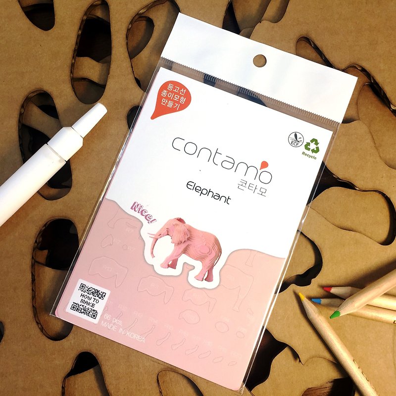 Contamo corrugated hand as a model animal series - Elephant (mini) - งานไม้/ไม้ไผ่/ตัดกระดาษ - กระดาษ 