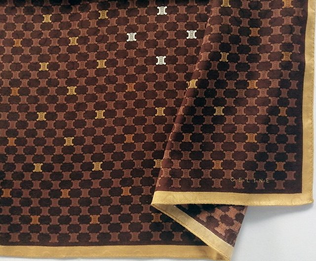 セリーヌ ヴィンテージ スカーフ モノグラム ロゴ ポケットチーフ 23 x 