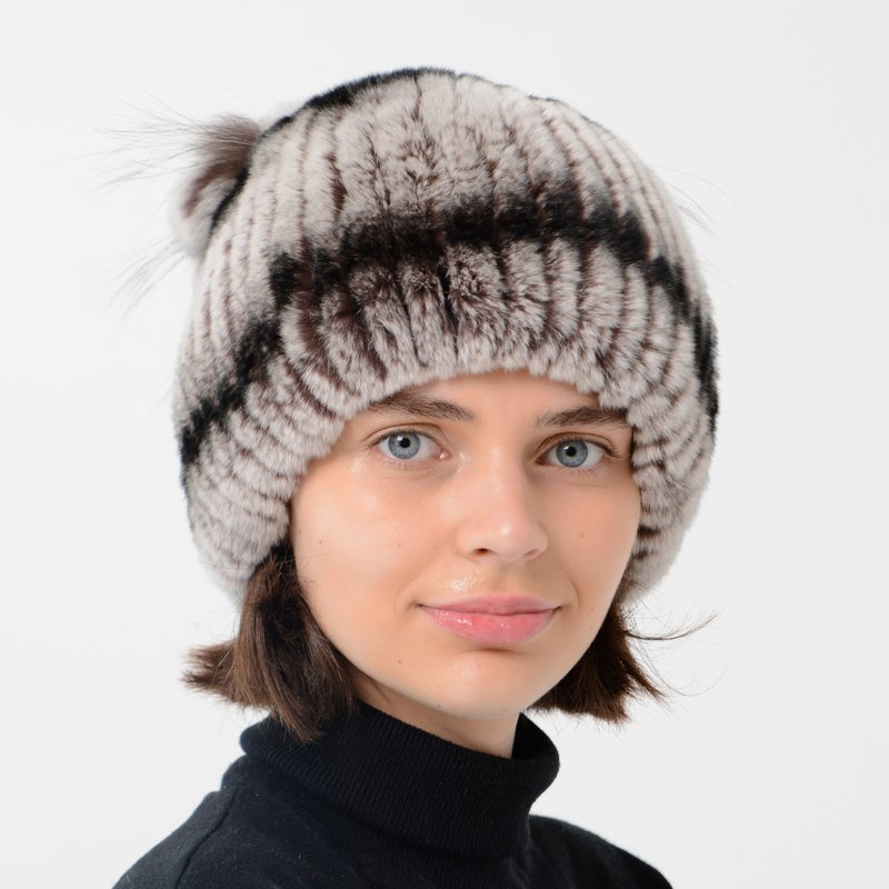 Rabbit Fur Hat Women Winter Real Fur Hat Warm Knit Fur Hat Beanie Rabbit Fur Hat - หมวก - ขนแกะ หลากหลายสี