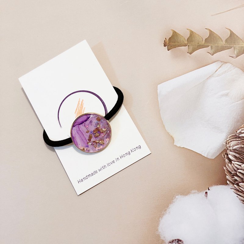 Alcohol ink art hair tie - Hair Accessories - Other Materials Purple